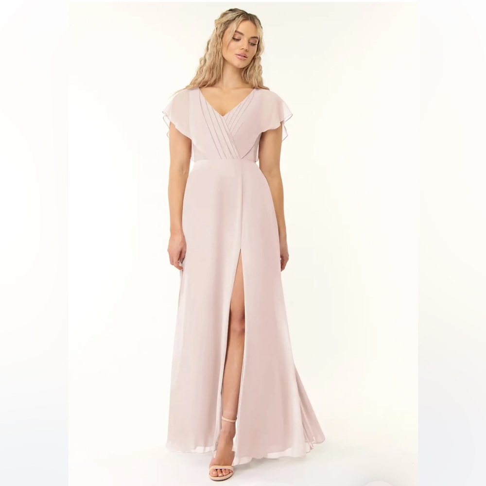 Azazie Rylee Rose Petal A-Line Pleated Chiffon Dress
